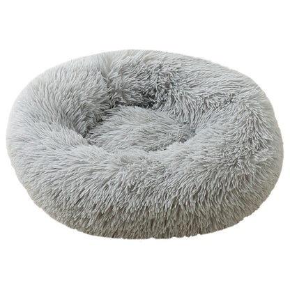 Light Grey 50cm Cozy Round Pet Bed - Plush Cat & Dog Bed with Non-Slip Base, Machine Washable V888-ELOSUNG24443