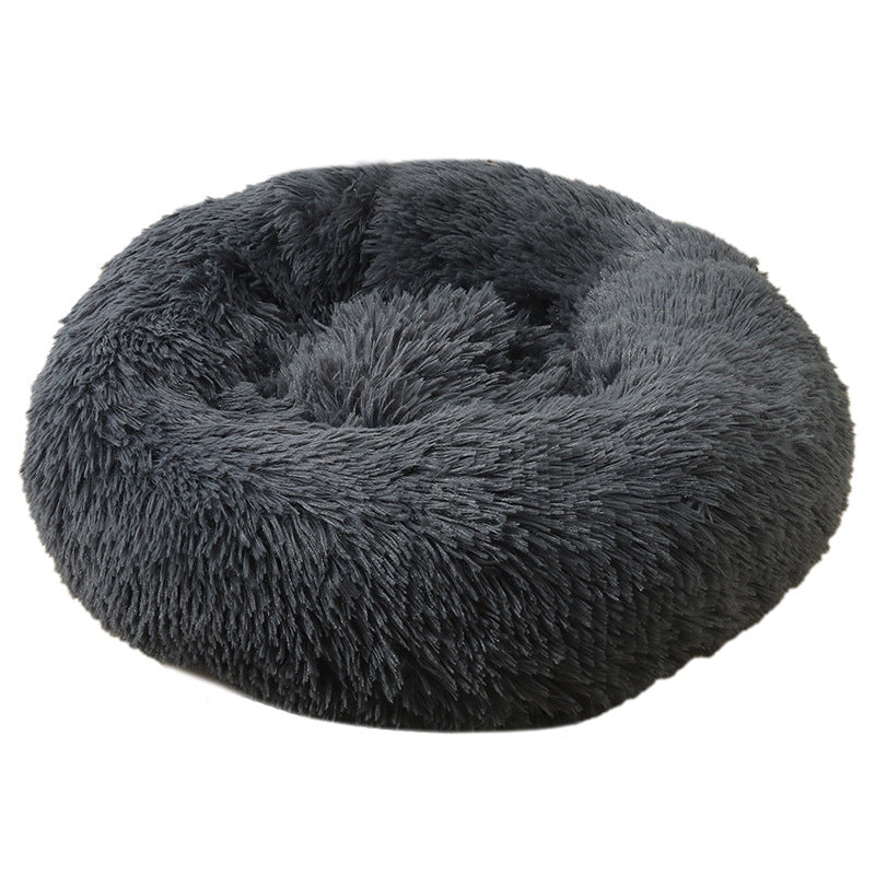Dark Grey 50cm Cozy Round Pet Bed - Plush Cat & Dog Bed with Non-Slip Base, Machine Washable V888-ELOSUNG24444