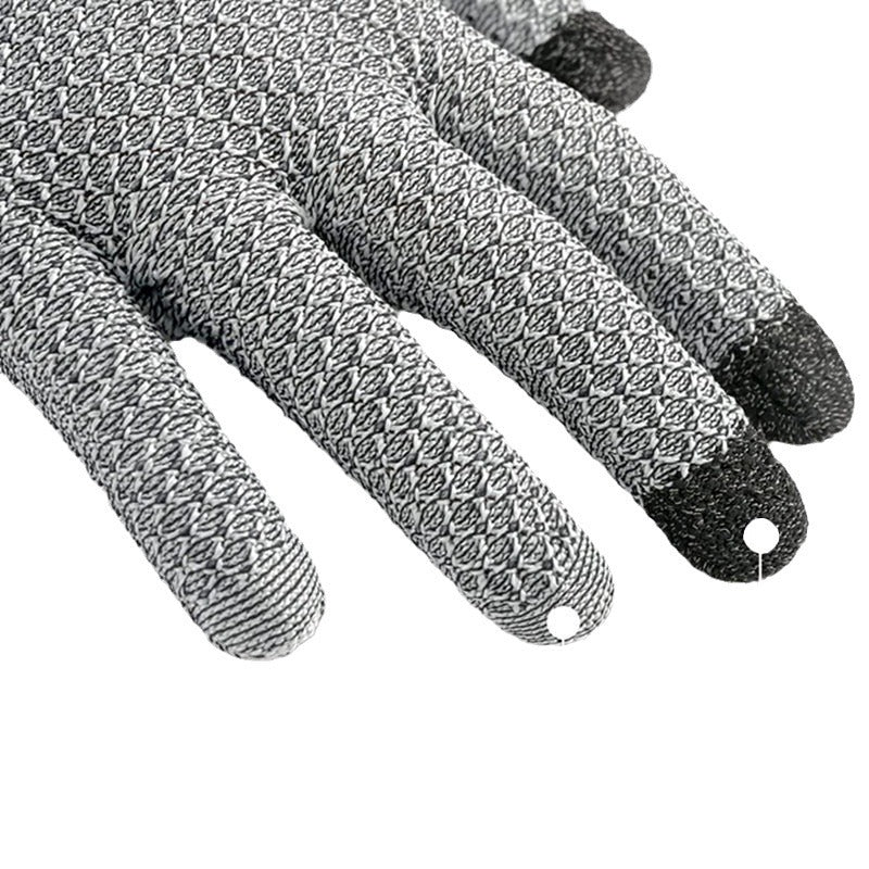 Grey 3-Pack Cut Resistant Gloves (Level 5 Protection) - Pineapple Grip, Touchscreen Compatible, Food Safe for V888-ELOSUNG24486