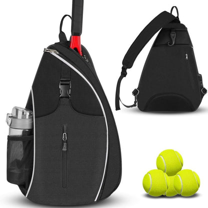 Black Badminton Tennis Backpack - Multi-Racket Sports Bag with Shoulder Strap (Fits 2 Midsize Rackets) V888-ELOSUNG24504