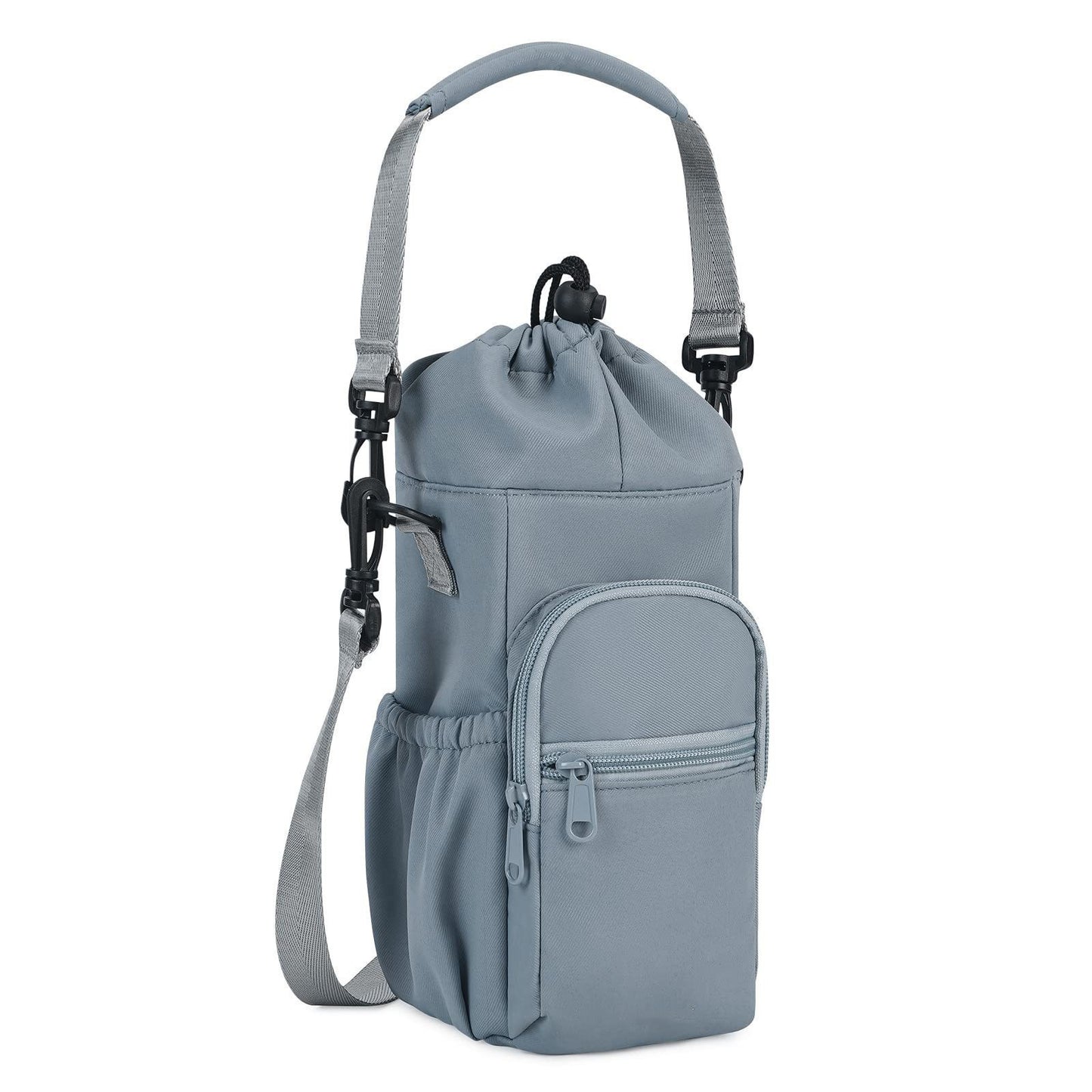 Blue Insulated Cup Holder Bag with Adjustable Strap - Water Bottle Carrier with Lock Drawstring & Heatproof V888-ELOSUNG24506