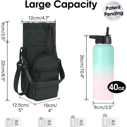Purple Insulated Cup Holder Bag with Adjustable Strap - Water Bottle Carrier with Lock Drawstring & Heatproof V888-ELOSUNG24507