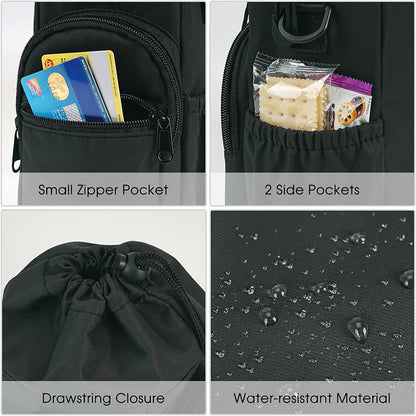 Purple Insulated Cup Holder Bag with Adjustable Strap - Water Bottle Carrier with Lock Drawstring & Heatproof V888-ELOSUNG24507