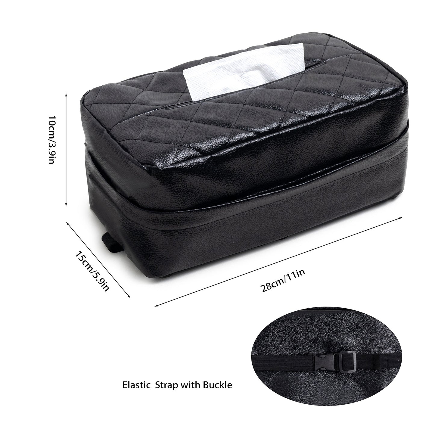 Brown 2-Pack Car Tissue Box Holder Set - Universal Sun Visor & Seat Back PU Leather Organizer V888-ELOSUNG24512