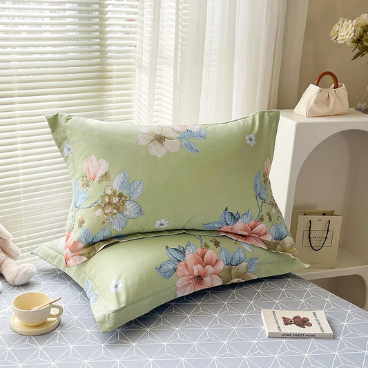 Seiya's Flower - Green 100% Cotton Pillowcase Set (Pack of 2) - Breathable Standard Size 48x74cm Pure Cotton V888-ELOSUNG24527