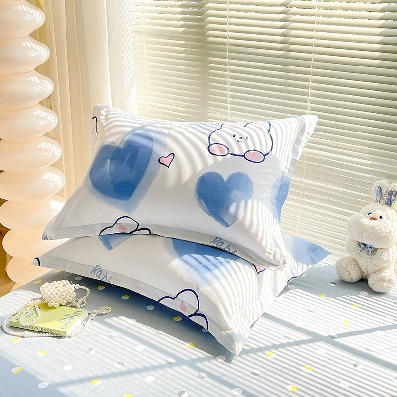 Blue Heart 100% Cotton Pillowcase Set (Pack of 2) - Breathable Standard Size 48x74cm Pure Cotton Pillow Covers V888-ELOSUNG24555