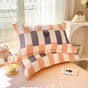 Orange Stripes 100% Cotton Pillowcase Set (Pack of 2) - Breathable Standard Size 48x74cm Pure Cotton Pillow V888-ELOSUNG24556