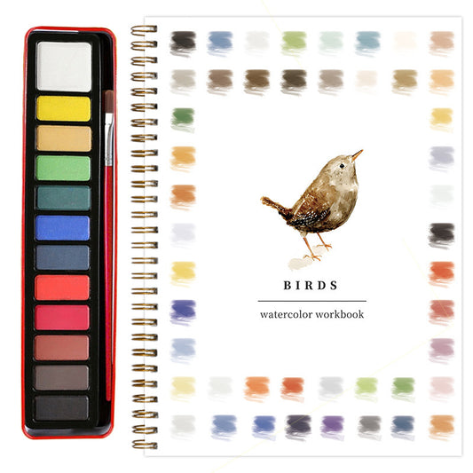 Bird 2-Pack Watercolor Painting Set - Premium Bird-Themed Coloring Books with Watercolor Paints V888-ELOSUNG24559