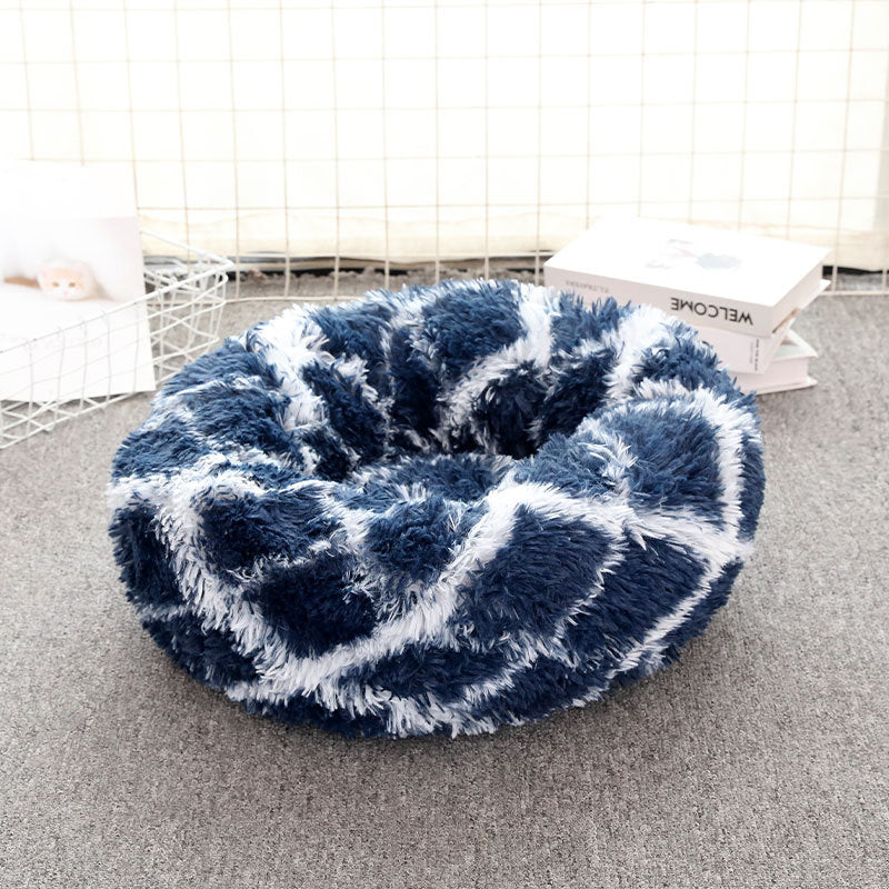 Navy Blue 50cm Cozy Round Pet Bed - Plush Cat & Dog Bed with Non-Slip Base, Machine Washable V888-ELOSUNG24571