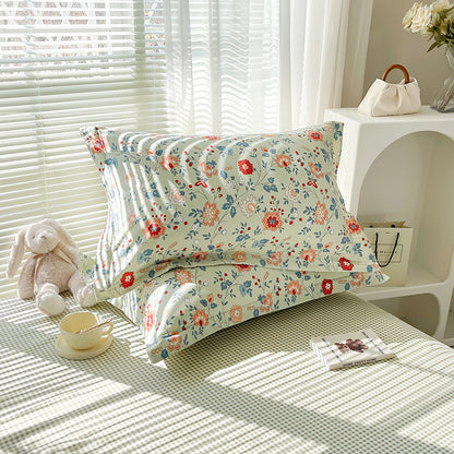 Fragrant Flowers 100% Cotton Pillowcase Set (Pack of 2) - Breathable Standard Size 48x74cm Pure Cotton Pillow V888-ELOSUNG24582