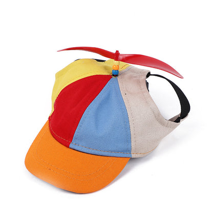L Orange Pet Baseball Cap with Spinning Propeller - Colorful Fun Design - See Details for Sizing V888-ELOSUNG24619