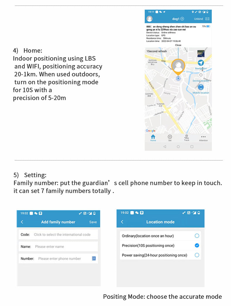 Green Real-Time Pet GPS Tracker Locator - Magnetic Charging, Multi-Mode Positioning for Dogs & Cats V888-ELOSUNG24651