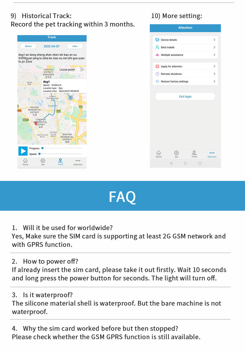 Green Real-Time Pet GPS Tracker Locator - Magnetic Charging, Multi-Mode Positioning for Dogs & Cats V888-ELOSUNG24651