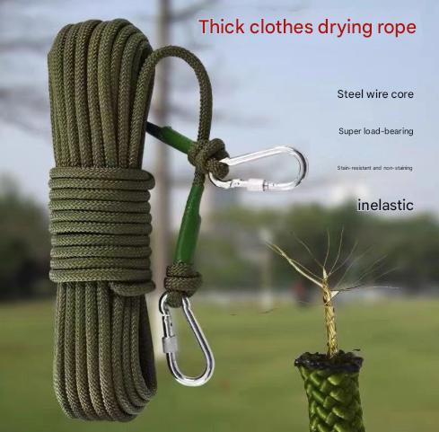 Red-white With Wire Core Heavy Duty Adjustable Clothesline Set (4 Pack) - 10m Steel Wire Core Nylon Rope with V888-ELOSUNG24655