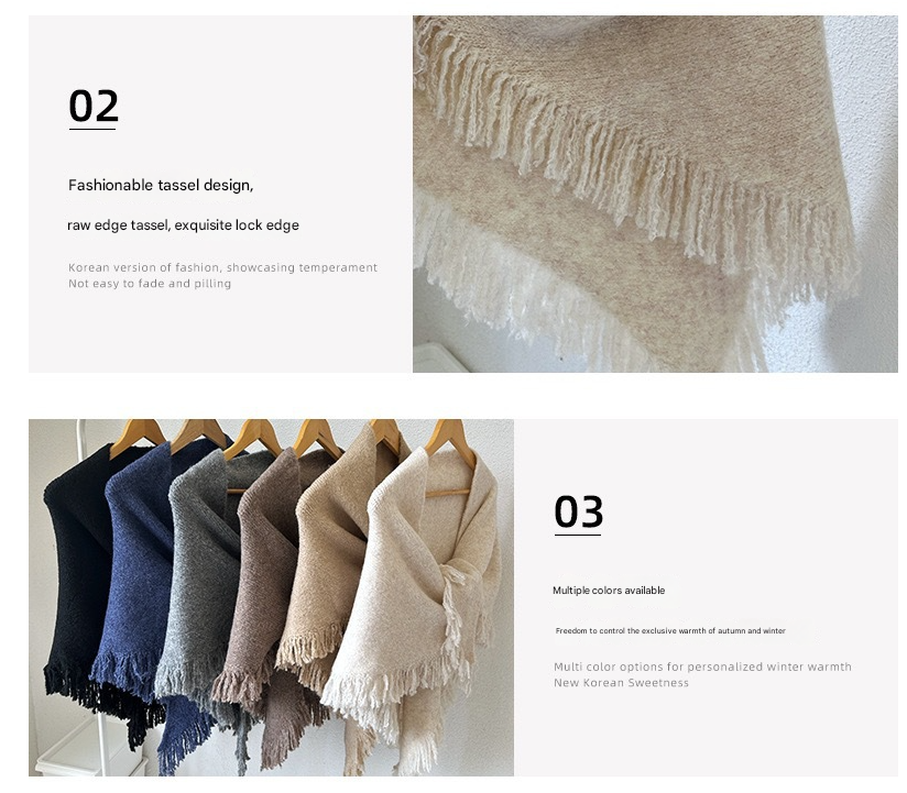 Black Elegant Knit Scarf Shawl with Tassels - Versatile Warm Wrap (65cm x 175cm) V888-ELOSUNG24679