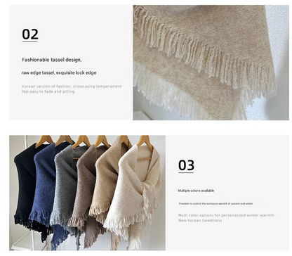 Coffee Elegant Knit Scarf Shawl with Tassels - Versatile Warm Wrap (65cm x 175cm) V888-ELOSUNG24680