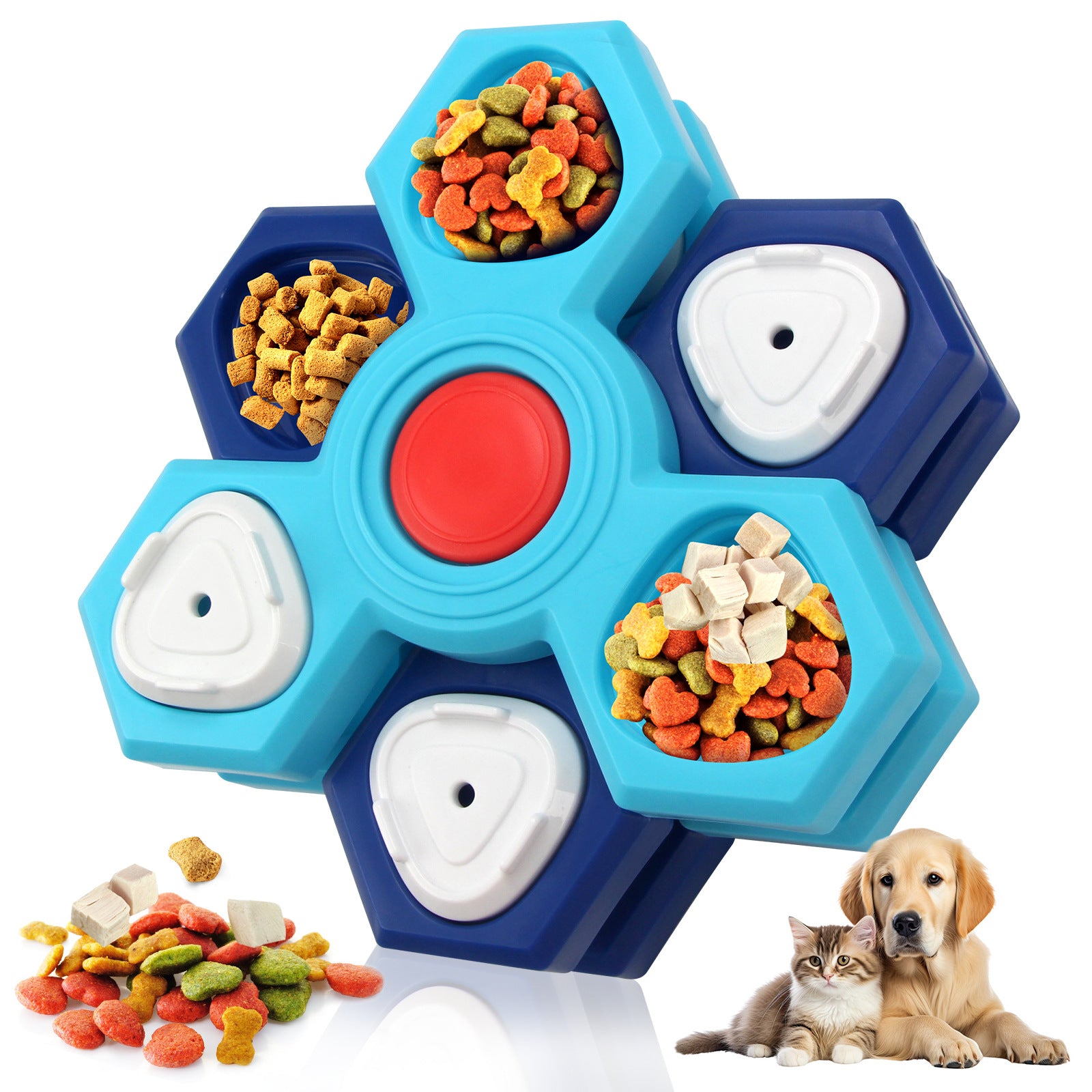 2Pcs Interactive Dog Puzzle Toy - 4 Spinning Layers Treat Dispensing Feeder for Mental Stimulation V888-ELOSUNG24687
