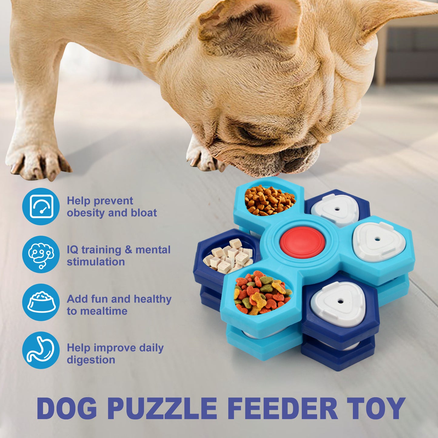 2Pcs Interactive Dog Puzzle Toy - 4 Spinning Layers Treat Dispensing Feeder for Mental Stimulation V888-ELOSUNG24687
