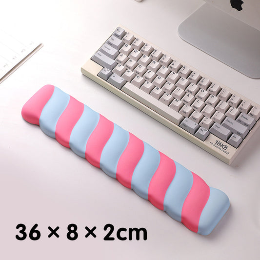 Blue 2PCS Ergonomic Wavy Keyboard Wrist Rest - Comfortable Typing Support Cushion V888-ELOSUNG24700