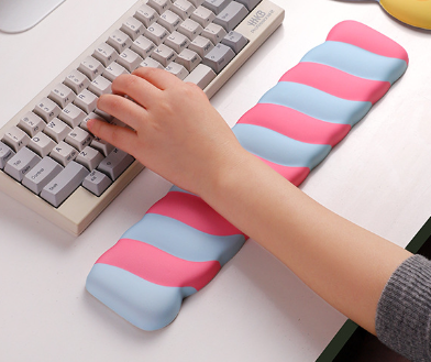 Blue 2PCS Ergonomic Wavy Keyboard Wrist Rest - Comfortable Typing Support Cushion V888-ELOSUNG24700