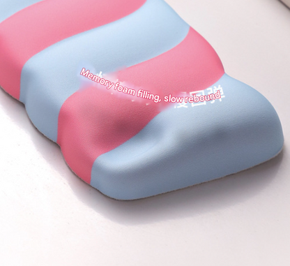 Blue 2PCS Ergonomic Wavy Keyboard Wrist Rest - Comfortable Typing Support Cushion V888-ELOSUNG24700