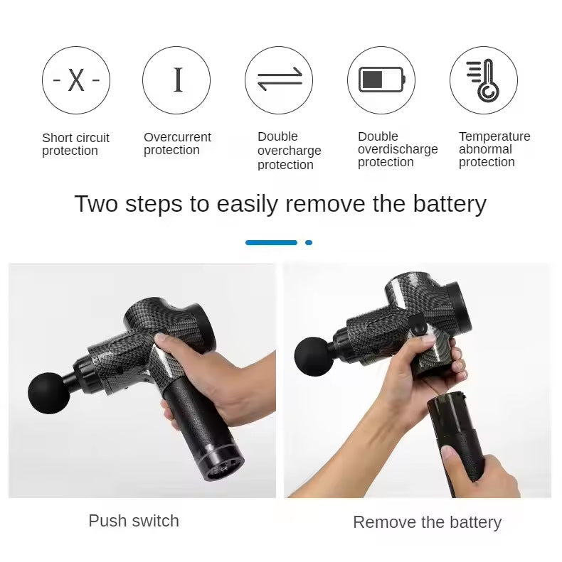Carbon Fiber Deep Tissue Percussion Massage Gun - 30 Speeds, 6 Heads, Type-C Charging V888-ELOSUNG24729