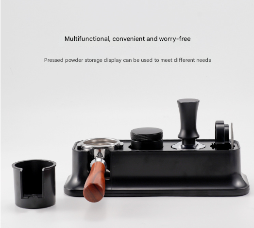 Black Espresso Coffee Tamping Station - Barista Tool Organizer for 51/53/58mm Portafilter, Tamper & V888-ELOSUNG24731