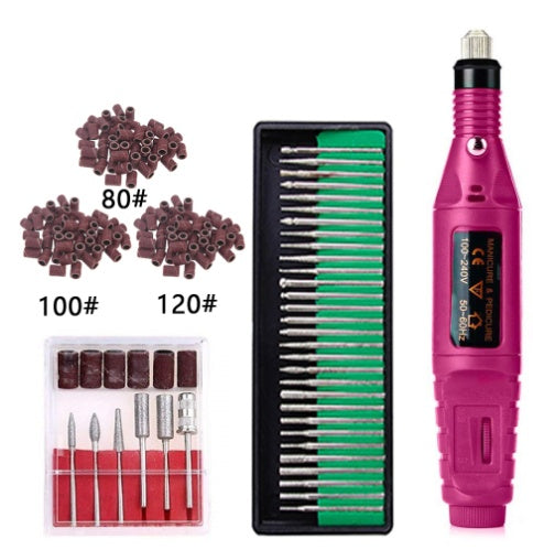 Regular Set With Long Grinding Pin + Sanding Ring Portable Electric Nail Drill Kit - USB Manicure Pedicure V888-ELOSUNG24739