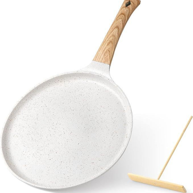 White 20cm Non-Stick Crepe Pan - Versatile Flat Skillet for Pancakes, Omelettes & Tortillas V888-ELOSUNG24742