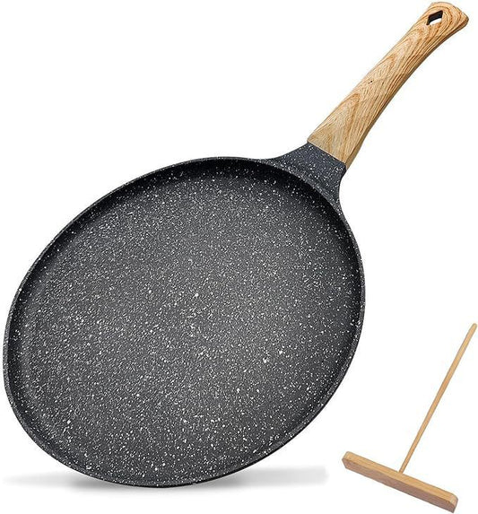 Grey 24cm Non-Stick Crepe Pan - Versatile Flat Skillet for Pancakes, Omelettes & Tortillas V888-ELOSUNG24745