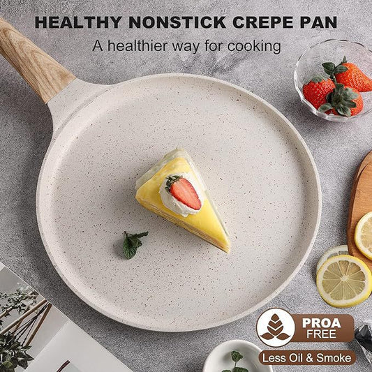 Grey 24cm Non-Stick Crepe Pan - Versatile Flat Skillet for Pancakes, Omelettes & Tortillas V888-ELOSUNG24745
