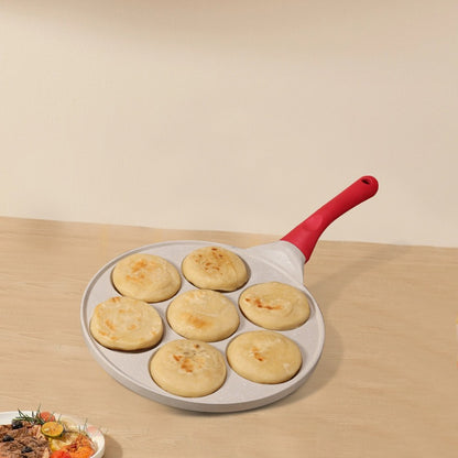 Black Smiley + Black Handle (gas model) Non-Stick Pancake Pan - 7-Hole Fun Shapes Breakfast Griddle (27cm) V888-ELOSUNG24748
