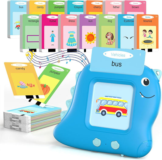 Little Blue Dinosaur [112 cards] Bilingual Early Learning Flash Card Reader - Interactive Audio Toy for V888-ELOSUNG24758
