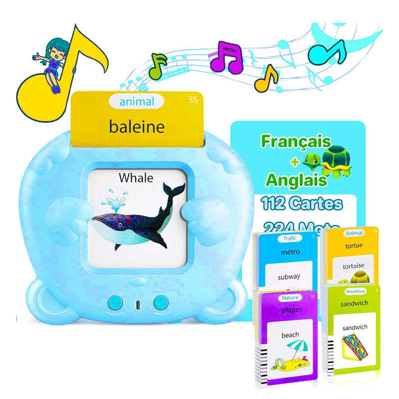 Blue Panda [Plain English] [112 Cards 224 Contents] Bilingual Early Learning Flash Card Reader - Interactive V888-ELOSUNG24761