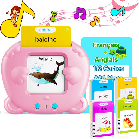 Pink Panda [Plain English] [112 Cards 224 Contents] Bilingual Early Learning Flash Card Reader - Interactive V888-ELOSUNG24762