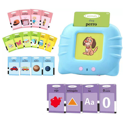 Blue Cat Spanish & English Bilingual Flash Card Reader - Interactive Audio Learning Toy (112 Cards) V888-ELOSUNG24764
