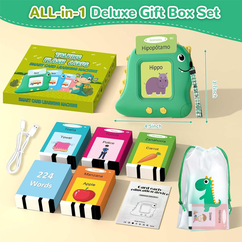Blue Cat Spanish & English Bilingual Flash Card Reader - Interactive Audio Learning Toy (112 Cards) V888-ELOSUNG24764