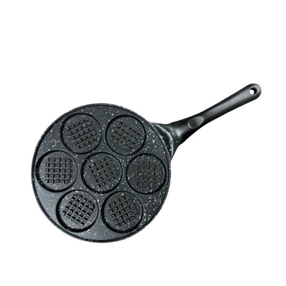 Black Waffle + Black Handle (Gas Model) Non-Stick Pancake Pan - 7-Hole Fun Shapes Breakfast Griddle (27cm) V888-ELOSUNG24788