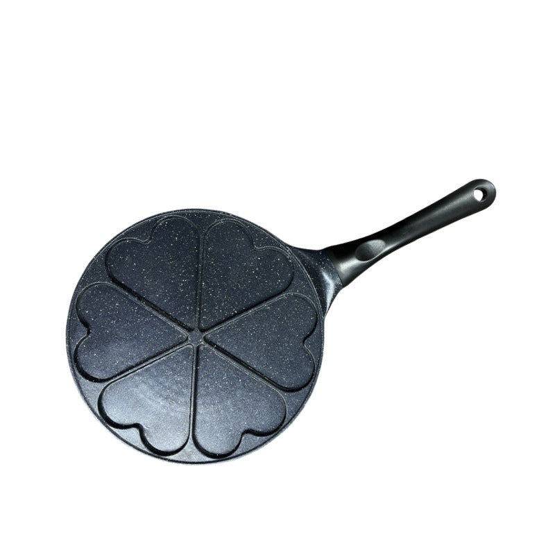Black Heart + Black Handle (Gas model) Non-Stick Pancake Pan - 7-Hole Fun Shapes Breakfast Griddle (27cm) V888-ELOSUNG24794