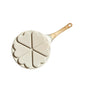 Beige Heart + Wood Grain Handle (Gas Model) Non-Stick Pancake Pan - 7-Hole Fun Shapes Breakfast Griddle (27cm) V888-ELOSUNG24795