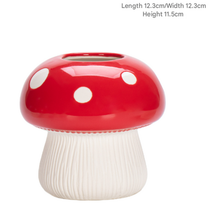 Middle Size Red Whimsical Ceramic Mushroom Vase - Decorative Floral & Hydroponic Planter V888-ELOSUNG24802