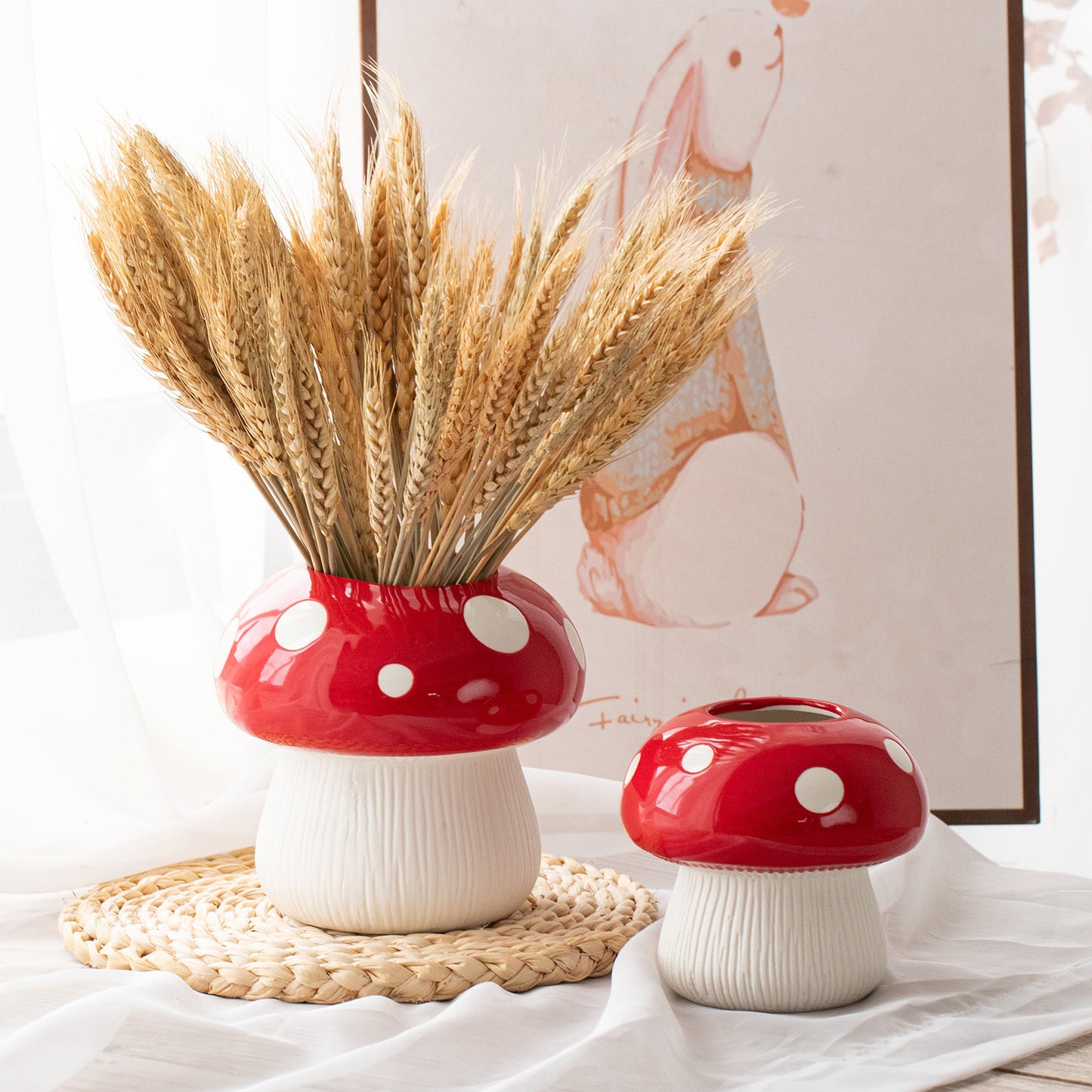 Middle Size Black Whimsical Ceramic Mushroom Vase - Decorative Floral & Hydroponic Planter V888-ELOSUNG24805