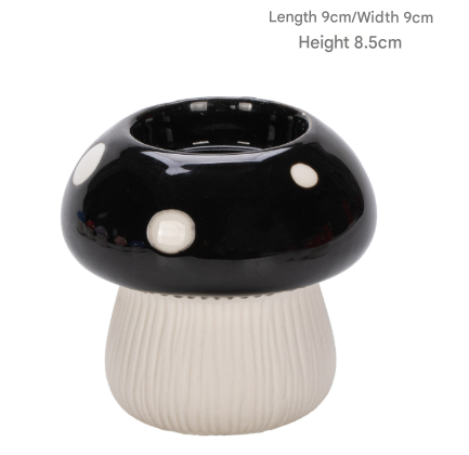 Small Size Black Whimsical Ceramic Mushroom Vase - Decorative Floral & Hydroponic Planter V888-ELOSUNG24806