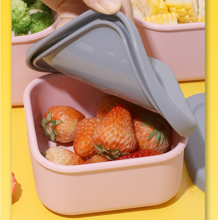 Purple 3-Piece Stackable Silicone Food Storage Container Set - Microwave Safe Lunch Boxes (300/700/1300ml) V888-ELOSUNG24810