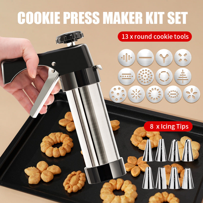 Black Deluxe Cookie Press & Icing Gun Set - 13 Discs & Multiple Nozzles for Baking & Decorating V888-ELOSUNG24811