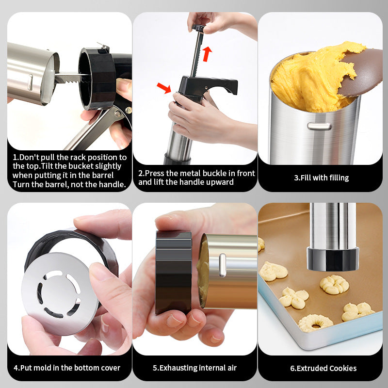 Black Deluxe Cookie Press & Icing Gun Set - 13 Discs & Multiple Nozzles for Baking & Decorating V888-ELOSUNG24811
