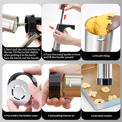 Black Deluxe Cookie Press & Icing Gun Set - 13 Discs & Multiple Nozzles for Baking & Decorating V888-ELOSUNG24811