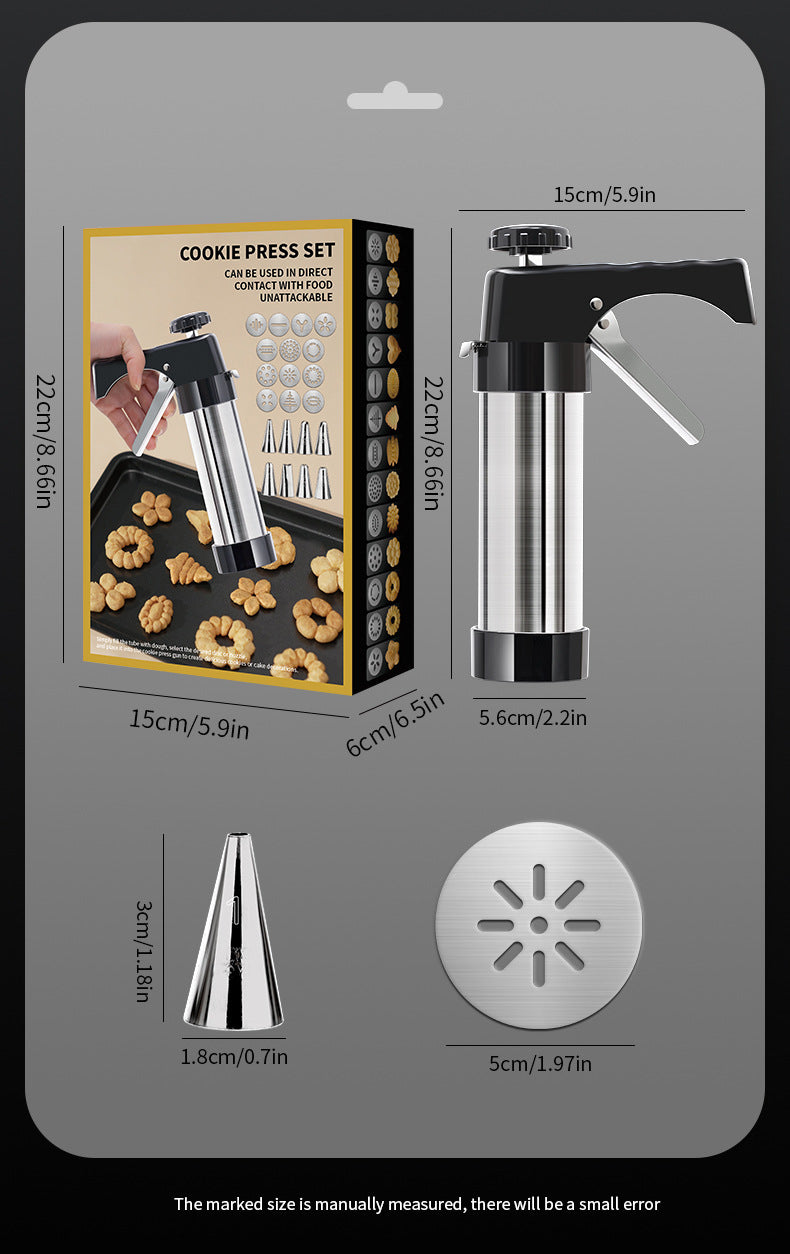 Black Deluxe Cookie Press & Icing Gun Set - 13 Discs & Multiple Nozzles for Baking & Decorating V888-ELOSUNG24811