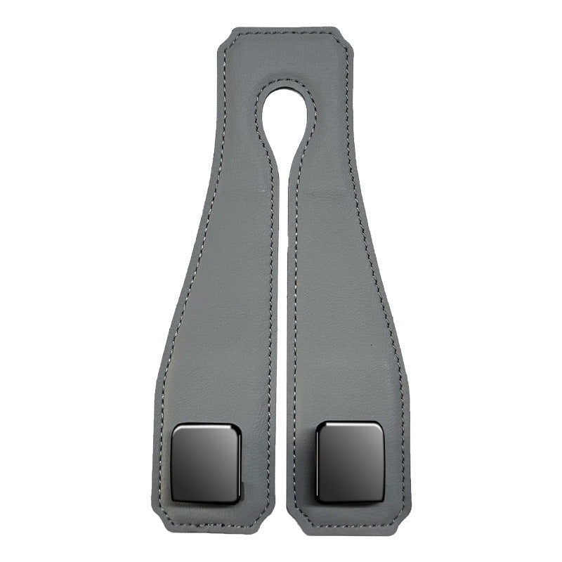 Grey Heavy Duty Car Headrest Hooks (Set of 4 Units) - PU Leather Seat Back Organizer Hangers V888-ELOSUNG24822