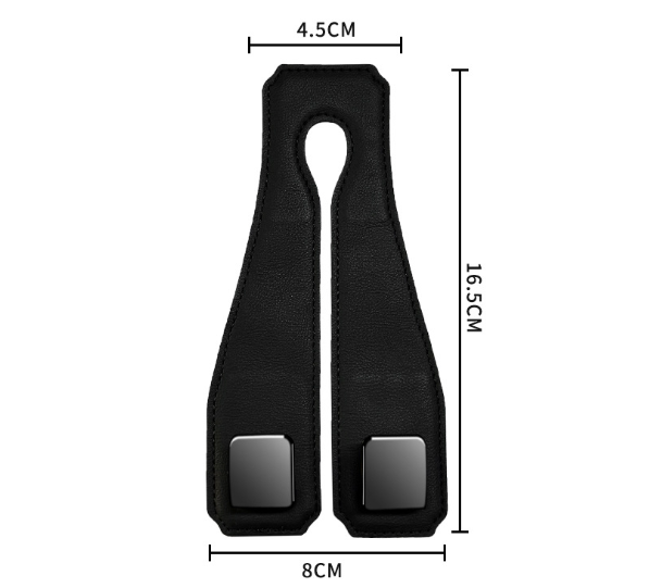 Grey Heavy Duty Car Headrest Hooks (Set of 4 Units) - PU Leather Seat Back Organizer Hangers V888-ELOSUNG24822
